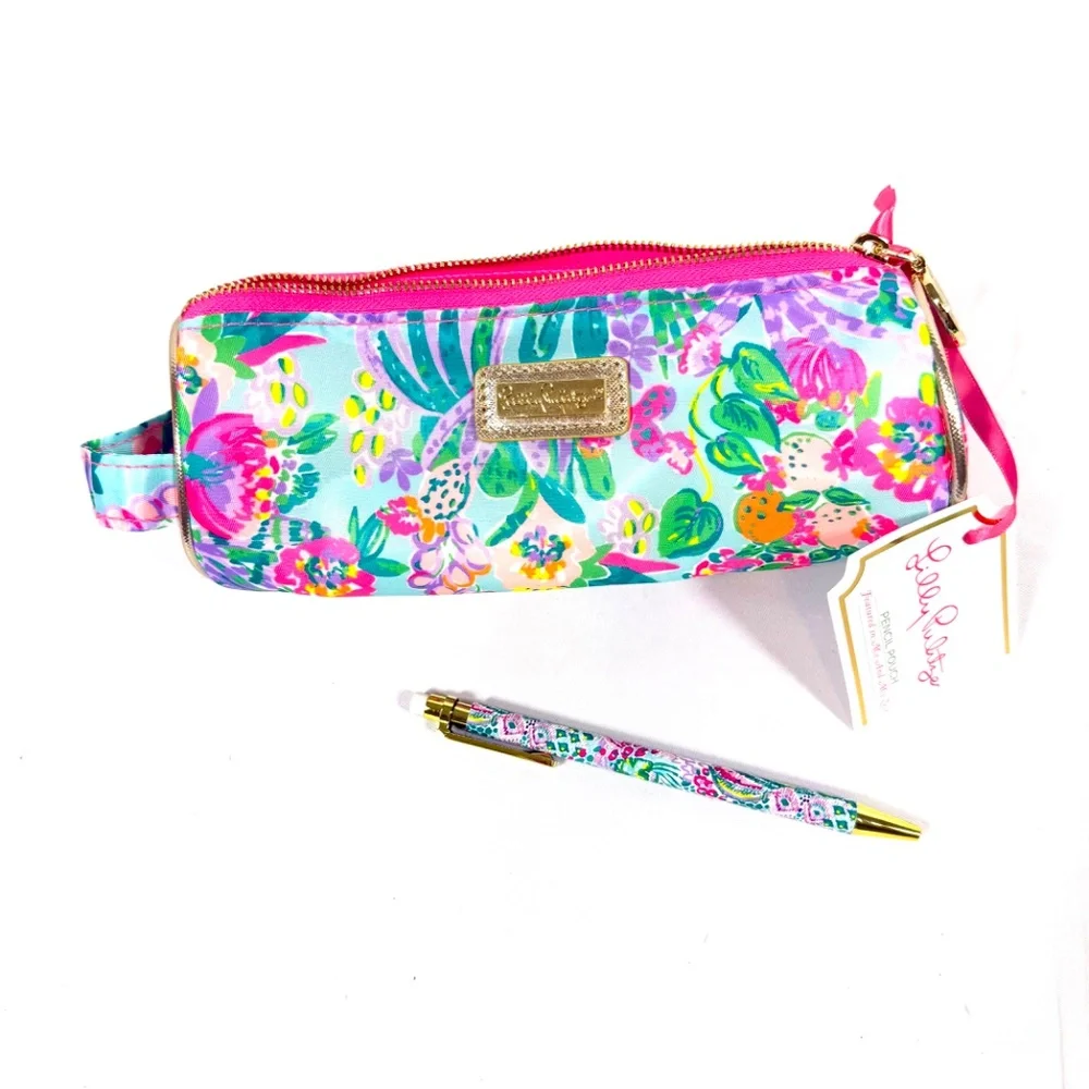Lilly Pulitzer Me and My Zesty Pencil Pouch with Matching Pen NWT